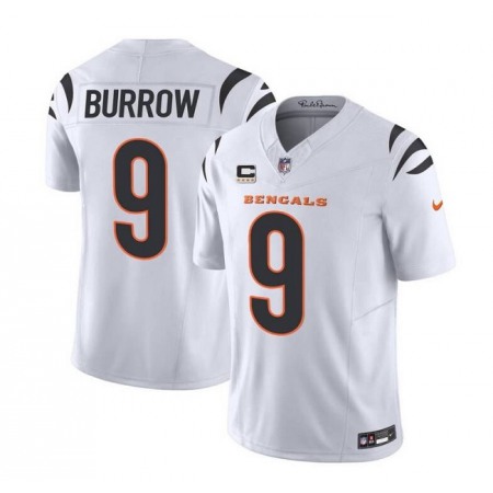 Men's Cincinnati Bengals #9 Joe Burrow White 2023 F.U.S.E. With 4-Star C Patch Vapor Untouchable Limited Stitched Jersey