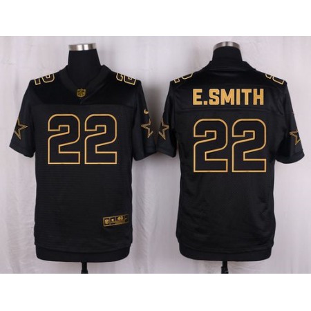 Nike Cowboys #22 Emmitt Smith Black Men's Stitched NFL Elite Pro Line Gold Collection Jersey