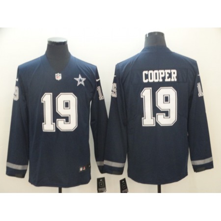 Men's Dallas Cowboys #19 Amari Cooper Navy Therma Long Sleeve Stitched NFL Jersey