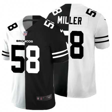 Men's Denver Broncos #58 Von Miller Black & White Split Limited Stitched Jersey