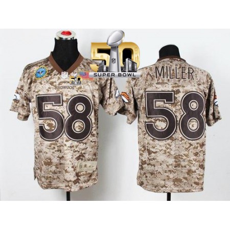 Nike Broncos #58 Von Miller Camo Super Bowl 50 Men's Stitched NFL New Elite USMC Jersey