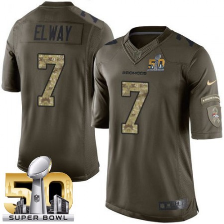 Nike Broncos #7 John Elway Green Super Bowl 50 Men's Stitched NFL Limited Salute To Service Jersey