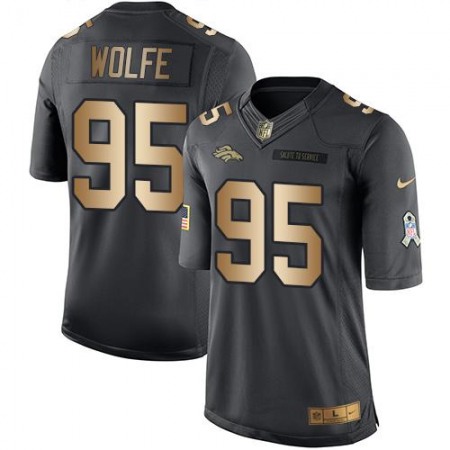 Nike Broncos #95 Derek Wolfe Black Men's Stitched NFL Limited Gold Salute To Service Jersey