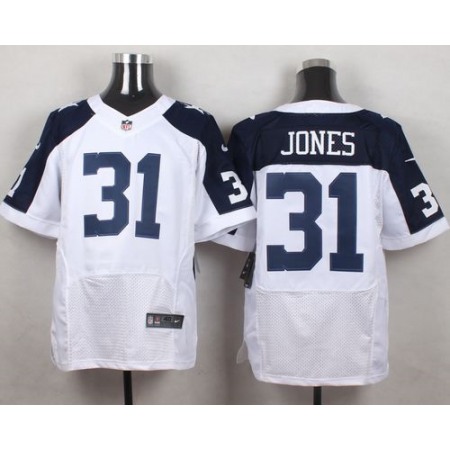 Nike Cowboys #31 Byron Jones White Thanksgiving Throwback Men's Stitched NFL Elite Jersey