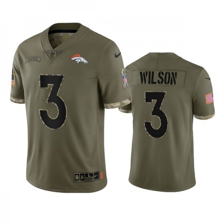 Men's Denver Broncos #3 Russell Wilson 2022 Olive Salute To Service Limited Stitched Jersey