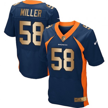 Nike Broncos #58 Von Miller Navy Blue Alternate Men's Stitched NFL New Elite Gold Jersey