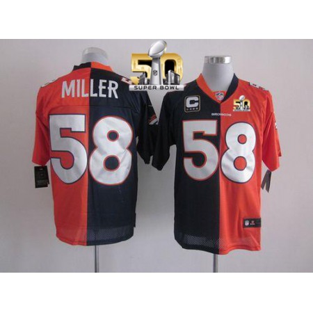 Nike Broncos #58 Von Miller Orange/Navy Blue Super Bowl 50 Men's Stitched NFL Elite Split Jersey