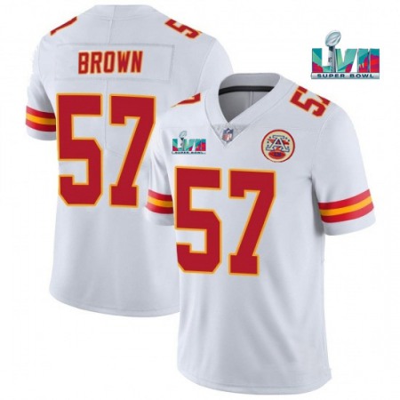 Men's Kansas City Chiefs #57 Orlando Brown White Super Bowl LVII Patch Vapor Untouchable Limited Stitched Jersey