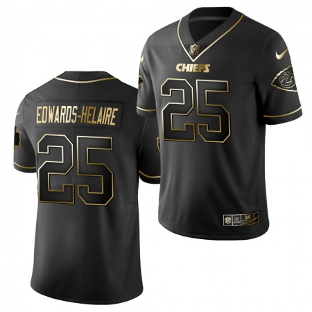 Men's Kansas City Chiefs #25 Clyde Edwards-Helaire Black Golden Limited Stitched Jersey