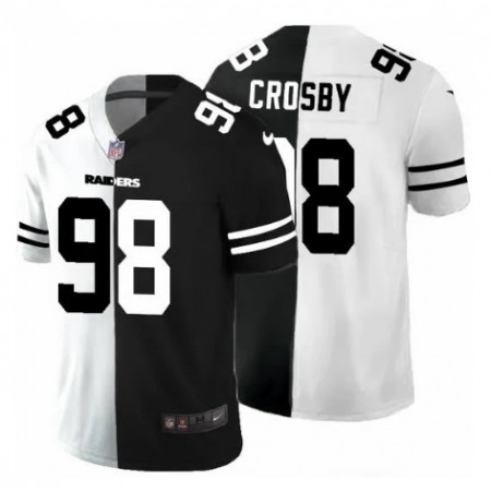 Men's Las Vegas Raiders #98 Maxx Crosby Black & White Split Vapor Limited Stitched Jersey