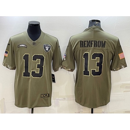 Men's Las Vegas Raiders #13 Hunter Renfrow 2022 Olive Salute To Service Limited Stitched Football Jersey