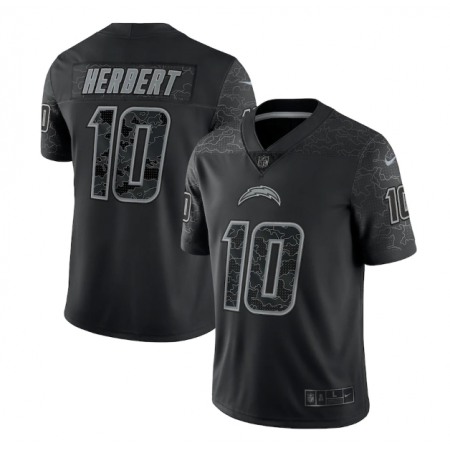 Men's Los Angeles Chargers #10 Justin Herbert Black Reflective Limited Stitched Football Jersey