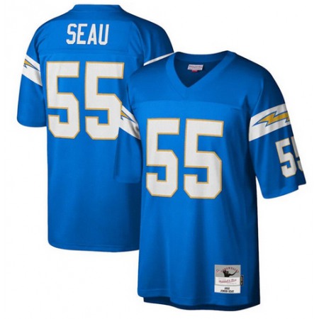 Men's Los Angeles Chargers #55 Junior Seau Blue Stitched Jersey