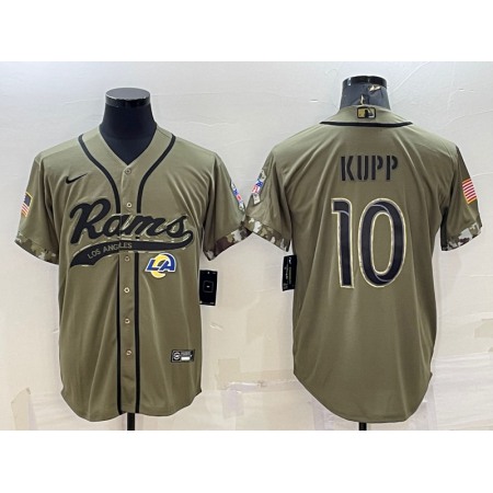 Men's Los Angeles Rams #10 Cooper Kupp Olive 2022 Salute to Service Cool Base Stitched Baseball Jersey