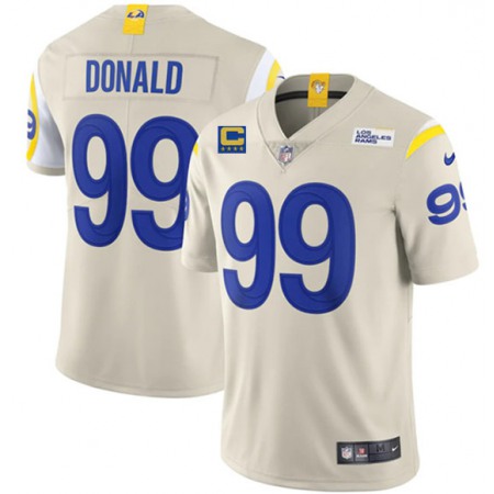 Men's Los Angeles Rams #99 Aaron Donald 2022 Bone With 4-star C Patch Vapor Untouchable Limited Stitched Jersey