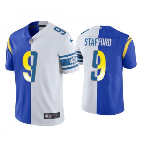 Men's Los Angeles Rams #9 Matthew Stafford Royal White Split Stitched Football Jersey