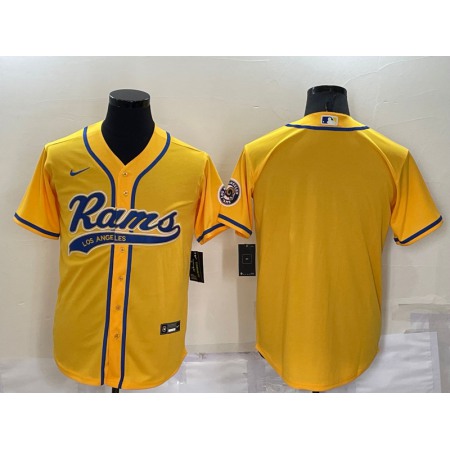 Men's Los Angeles Rams Blank Cool Base Yellow Stitched Baseball Jersey