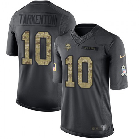 Nike Vikings #10 Fran Tarkenton Black Men's Stitched NFL Limited 2016 Salute To Service Jersey