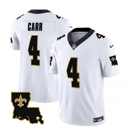 Men's New Orleans Saints #4 Derek Carr White 2023 F.U.S.E. 1987 Legacy Vapor Stitched Jersey