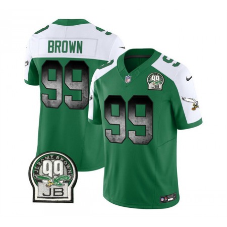 Men's Philadelphia Eagles #99 Jerome Brown Green/White 2023 F.U.S.E. Throwback Vapor Untouchable Limited Stitched Football Jersey