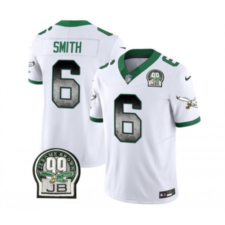 Men's Philadelphia Eagles #6 DeVonta Smith White 2023 F.U.S.E. Throwback Vapor Untouchable Limited Stitched Football Jersey