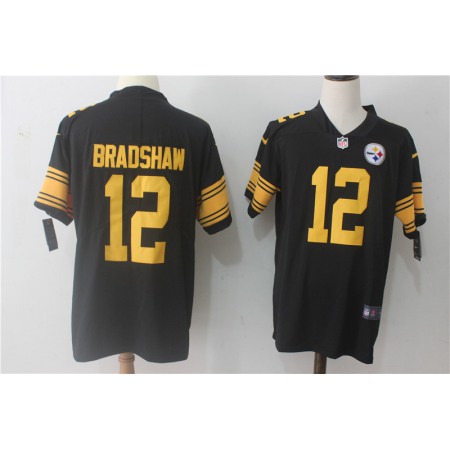 Men's Nike Pittsburgh Steelers #12 Terry Bradshaw Black Limited Rush Stitched NFL Jersey