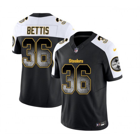 Men's Pittsburgh Steelers #36 Jerome Bettis Black/White 2023 F.U.S.E. Smoke Vapor Untouchable Limited Stitched Jersey