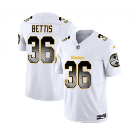 Men's Pittsburgh Steelers #36 Jerome Bettis White 2023 F.U.S.E. Smoke Vapor Untouchable Limited Stitched Jersey