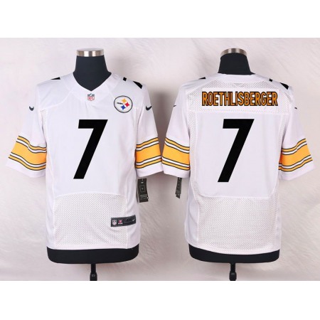 Men's Pittsburgh Steelers #7 Ben Roethlisberger White Stitched NFL Elite Jersey