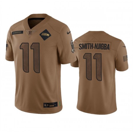 Men's Seattle Seahawks #11 Jaxon Smith-Njigba 2023 Brown Salute To Service Limited Stitched Football Jersey