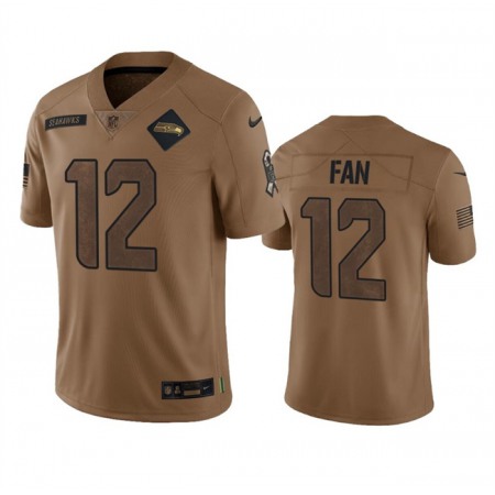 Men's Seattle Seahawks #12 Fan 2023 Brown Salute To Service Limited Stitched Football Jersey