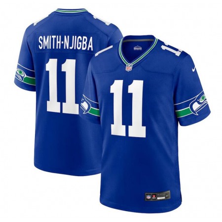 Men's Seattle Seahawks #11 Jaxon Smith-Njigba Royal Throwback Player Stitched Game Jersey