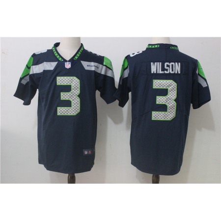 Men's Nike Seattle Seahawks #3 Russell Wilson Steel Blue Team Color Stitched NFL Vapor Untouchable Limited Jersey