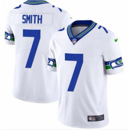 Men's Seattle Seahawks #7 Geno Smith White Throwback Vapor Stitched Football Jersey