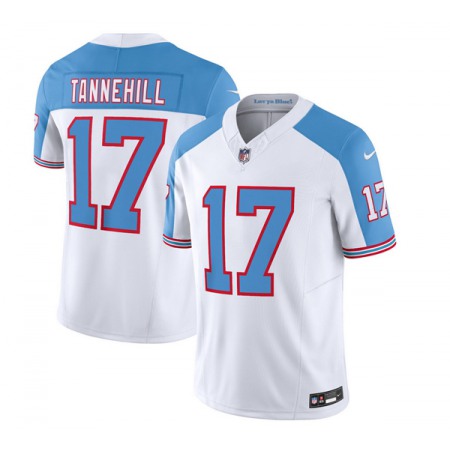 Men's Tennessee Titans #17 Ryan Tannehill White/Blue 2023 F.U.S.E. Vapor Limited Throwback Stitched Football Jersey