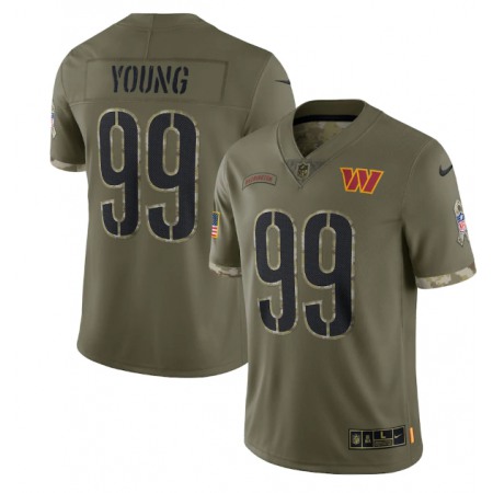 Men's Washington Commanders #99 Chase Young Olive 2022 Salute To Service Limited Stitched Jersey