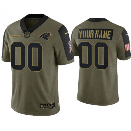 Men's Carolina Panthers Customized 2021 Olive Salute To Service Limited Stitched Jersey