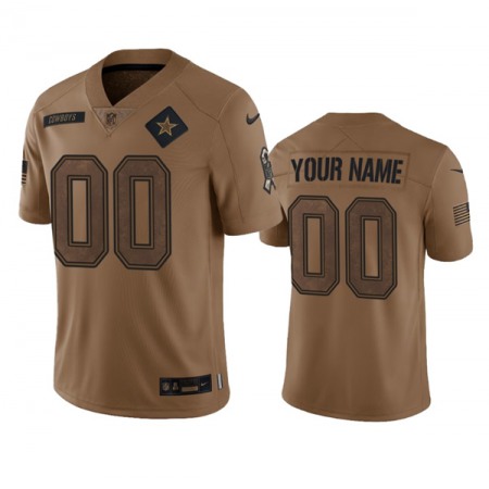 Men's Dallas Cowboys Active Player Custom 2023 Brown Salute To Service Limited Stitched Football Jersey