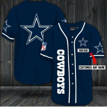 Men's Dallas Cowboys Customized Navy Baseball Jersey