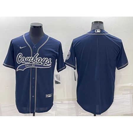 Men's Dallas Cowboys Customized Navy Cool Base Stitched Baseball Jersey