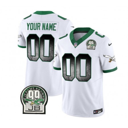 Men's Philadelphia Eagles Active Player Custom White 2023 F.U.S.E. Throwback Vapor Untouchable Limited Stitched Football Jersey