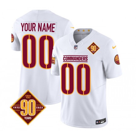 Men's Washington Commanders Active Player Custom White 2023 F.U.S.E. 90th Anniversary Vapor Limited Stitched Football Jersey