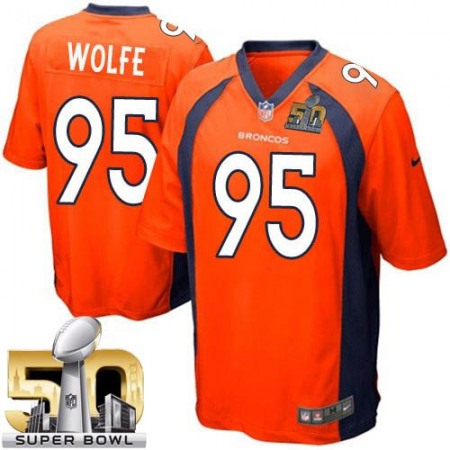 Nike Broncos #95 Derek Wolfe Orange Team Color Super Bowl 50 Youth Stitched NFL New Elite Jersey