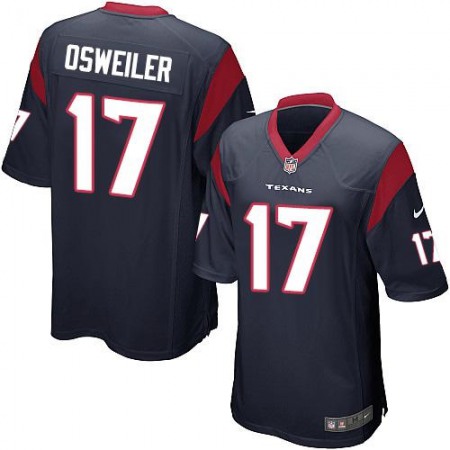 Nike Texans #17 Brock Osweiler Navy Blue Team Color Youth Stitched NFL Elite Jersey