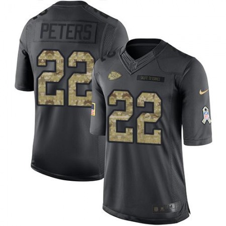 Nike Chiefs #22 Marcus Peters Black Youth Stitched NFL Limited 2016 Salute to Service Jersey