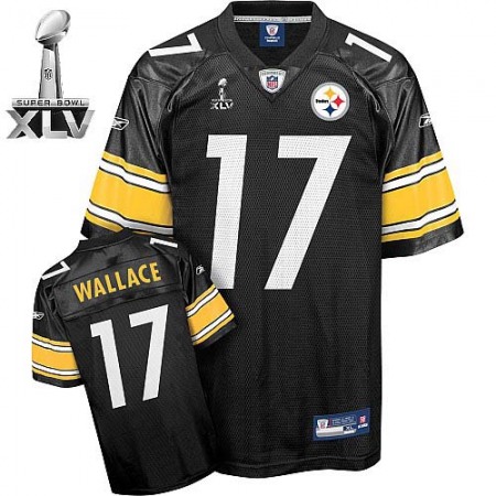 Steelers #17 Mike Wallace Black Super Bowl XLV Stitched Youth NFL Jersey