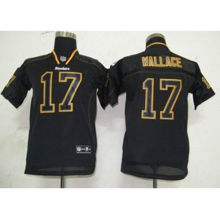 Steelers #17 Mike Wallace Lights Out Black Stitched Youth NFL Jersey