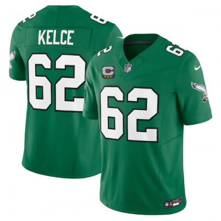 Youth Philadelphia Eagles #62 Jason Kelce Green 2023 F.U.S.E. With C Patch Stitched Football Jersey