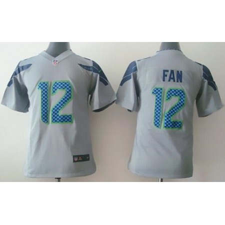 Nike Seahawks #12 Fan Grey Alternate Youth Stitched NFL Elite Jersey