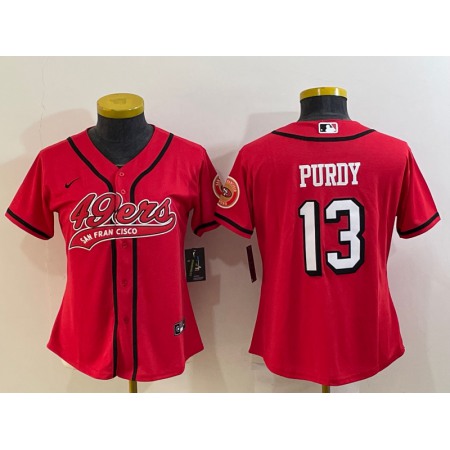 Youth San Francisco 49ers #13 Brock Purdy New Red With Patch Cool Base Stitched Baseball Jersey